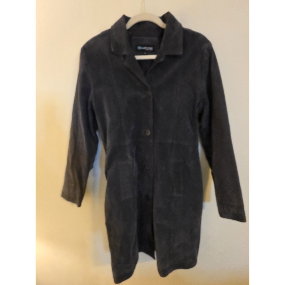 Coolwear Outerwear Women's Size Large Brown Suede Lined Long Fitted Jacket‎ Y2K